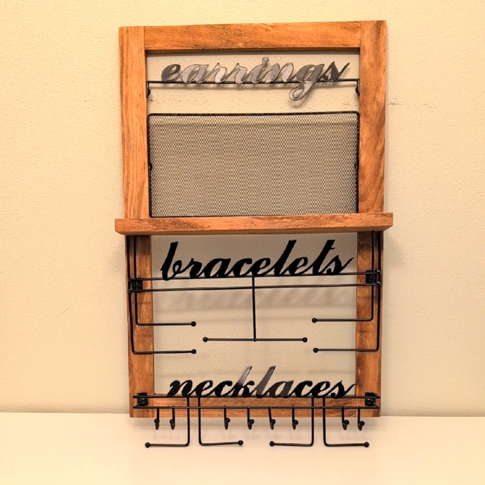 Wooden Jewelry Organizer with Metal Accents